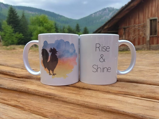 Rise & Shine Rooster - 11oz Double Sided Chicken Coffee Mug