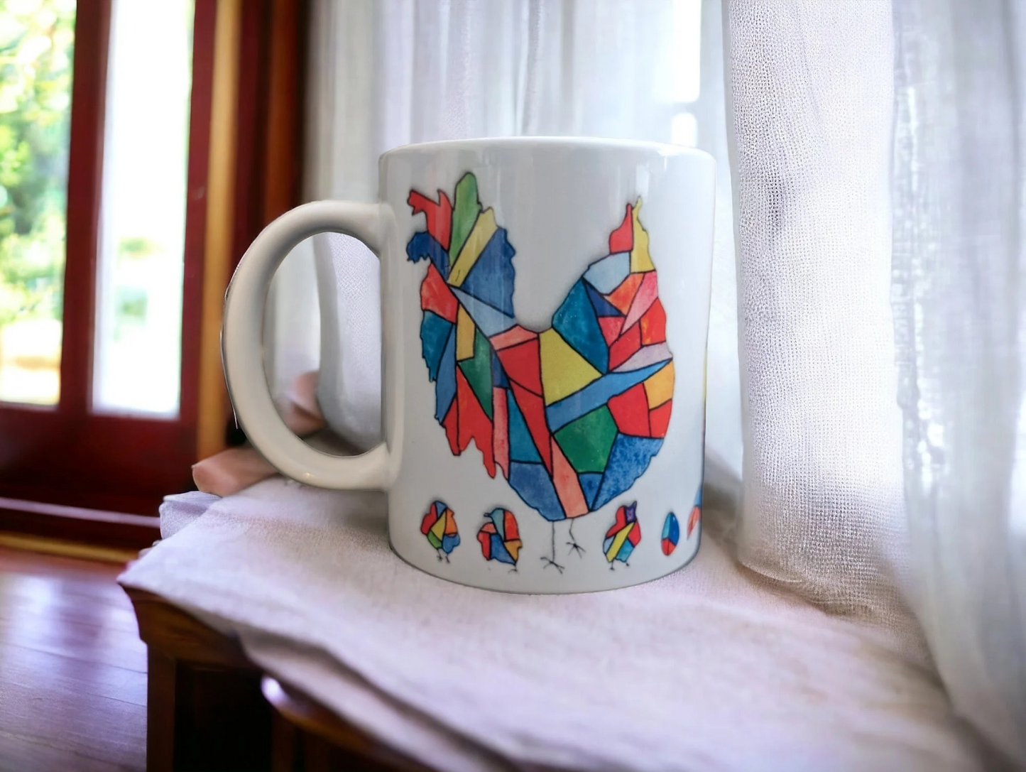 Stained Glass Chickens- 11oz Chicken Coffee Mug